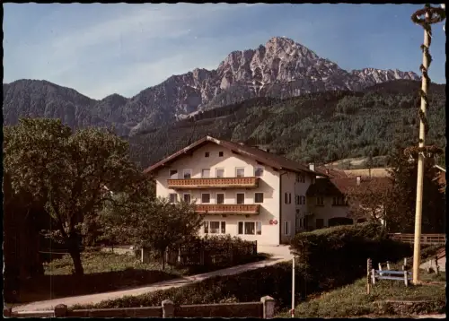 Aufham (Anger)-Berchtesgaden Panorama-Ansicht mit Pension Merkur 1985