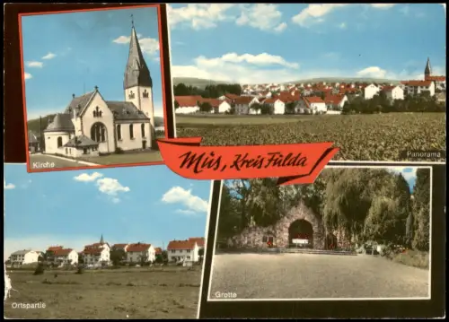 Grossenlüder Ortsansichten Müs, Ortspartie, Kirche, Grotte 1995