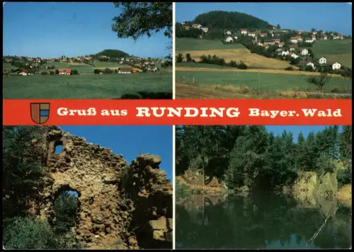 Ansichtskarte .Bayern Gruß aus RUNDING Bayer. Wald - Ortsansicht 1980