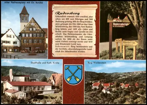 Ansichtskarte Rudersberg Chronik-Karte RUDERSBERG im Schwäbischen Wald 1980