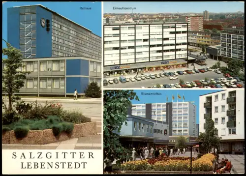 Lebenstedt-Salzgitter Mehrbild-AK mit Rathaus Einkaufszentrum 1970