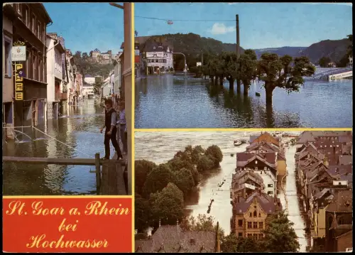 Ansichtskarte Sankt Goar Mehrbild-AK St. Goar Rhein bei Hochwasser 1970