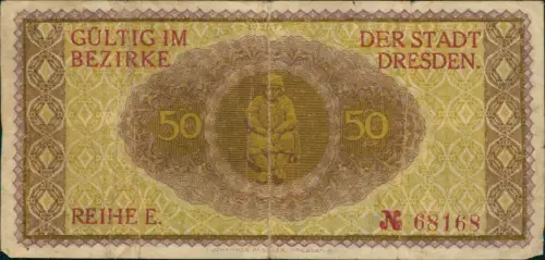 Dresden Notgeld-Gutschein über Fünfzig Pfennig 1917