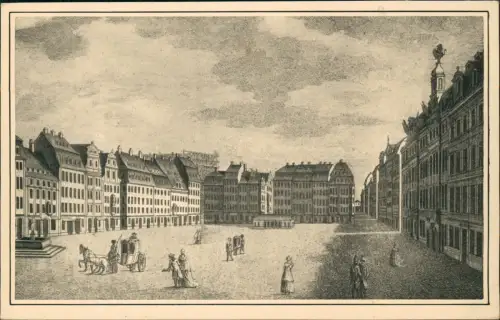 Altstadt Dresden Altmarkt mit Gerüst der im Bau befindenten Kreuzkirche 1905