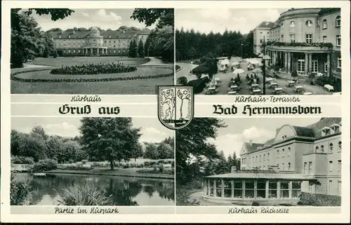 Ansichtskarte Bad Hermannsborn-Bad Driburg Kurhaus Kur-Anlagen 4 Bild 1961
