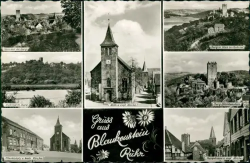 Ansichtskarte Blankenstein (Ruhr) Mehrbild Burgstrasse Markt Burg 1963