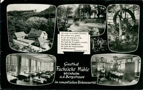 Ansichtskarte Weinheim (Bergstraße) Mehrbild Gasthof Fuchssche Mühle 1964