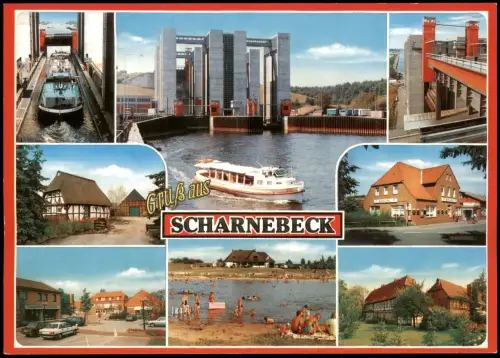 Scharnebeck Mehrbild-AK Schiffshebewerk Schiffe Umland-Ansichten 1980