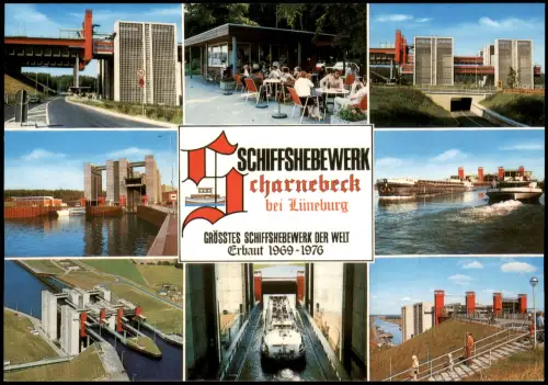 Scharnebeck Schiffshebewerk Mehrbildkarte mit Techn. Datenblatt 1980