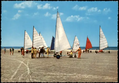 Ansichtskarte St. Peter-Ording Strandsegler am Nordsee Strand 1970
