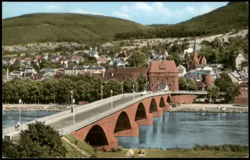Miltenberg (Main) Stadtteilansicht Partie an der Main-Brücke 1966