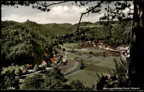 Behringersmühle-Gößweinstein Panorama-Ansicht, Ort Fränkische Schweiz 1959