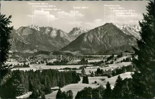 Oberstdorf (Allgäu) Stadtpartie - Beschreibung der Berggipfel 1957