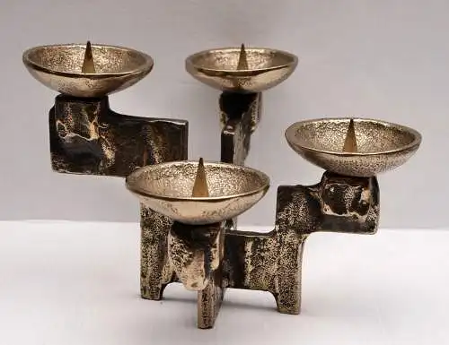 Brutalistischer Bronze Kerzenleuchter Vier-armig, Skandinavien, Mid Century