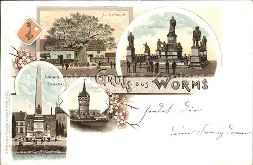 Worms Lutherbaum  u.Ludwig Denkmal Kat. Worms