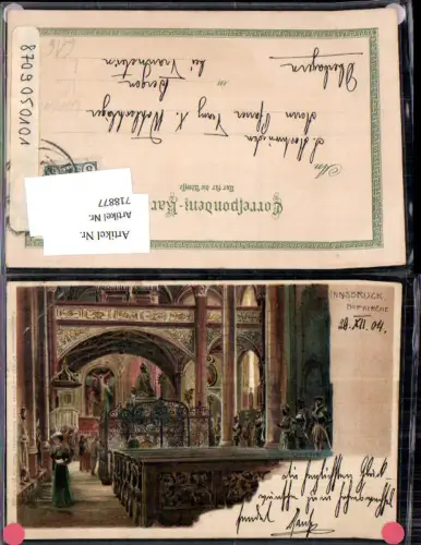 718877 tolle Künstler Lithographie Innsbruck Hofkirche Compton sign. pub Zieher Nr. 1634